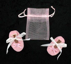 Sapatinhos Decorativos de Bebé com Saco de Oferta - Rosa (12 pares)