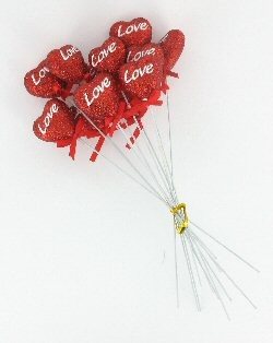 CORAÇÃO DECORATIVO LOVE COM BRILHOS (12 unid.)