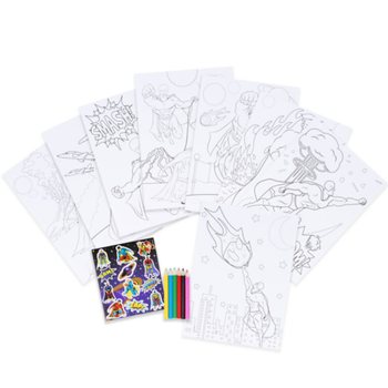 CONJUNTO DE COLORIR GRANDE - MODELO: SUPER-HER&Oacute;IS - 22x30x1 CM (12 un.)