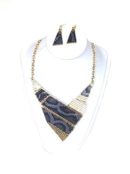Conjunto de Colar e Brincos Pretos Estilo Ibiza (1 un.)