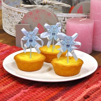 TOPPER PARA CUPCAKE DE NASCIMENTO - URSO AZUL (12 un.)