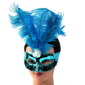 M&aacute;scara de Olhos Azul com Penas - Modelo 17 (6 un.)