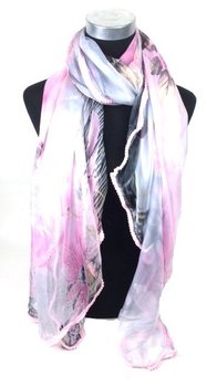 Cachecol Estilo Ibiza Rosa/Cinzento | Acessórios B2B
