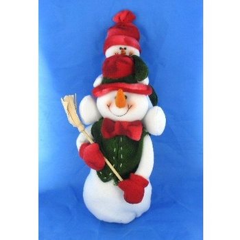 BONECO DE NEVE DE PELUCHE COM BEB&Eacute; DE NEVE NOS OMBROS 38 CM (1 un.)