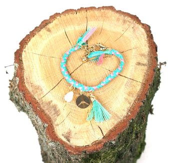 Pulseira Entrançada Estilo Ibiza Rosa e Turquesa (1 un)