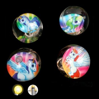 Bolas Saltitonas de Unicórnio Luminosas Grandes, 6,5 cm (12 un.)