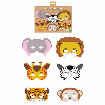 MÁSCARAS DE PAPEL ANIMAIS DA SELVA ECO-FRIENDLY (12 UNIDADES)