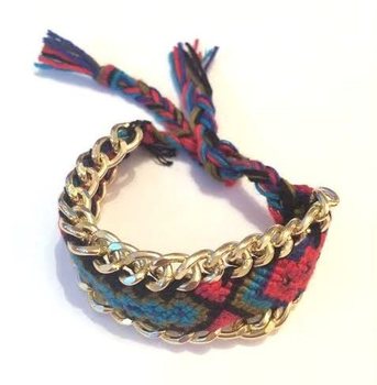 Pulseira trançada vermelho/azul (1 un.)