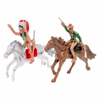 Mix de Figuras de Cowboy / &Iacute;ndio a Cavalo (12 unid.)