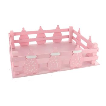 Caixote decorativo rosa com biberões