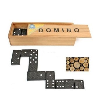 JOGO DE DOMINÓ EM CAIXA DE MADEIRA (12 un.)