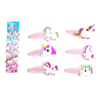 Ganchos de cabelo de Unicórnio para crianças (12 un.)
