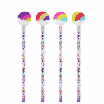 L&aacute;pis de Unic&oacute;rnio Arco-&iacute;ris com Borracha (24 unidades)