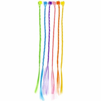 Tran&ccedil;as de Cabelo Arco-&iacute;ris 6 pe&ccedil;as em cart&atilde;o (24 unidades)