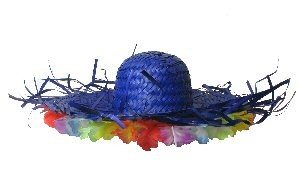 Chapéu de Palha Havaiano - Azul/Vermelho/Amarelo (6 un.)
