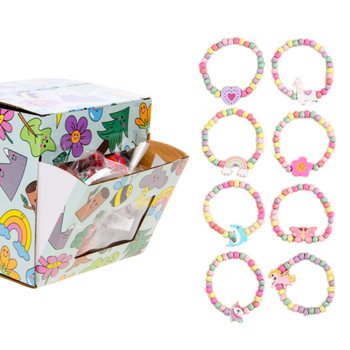 PULSEIRAS DE MADEIRA ELÁSTICAS PARA MENINA - EM EXPOSITOR (100 un.)