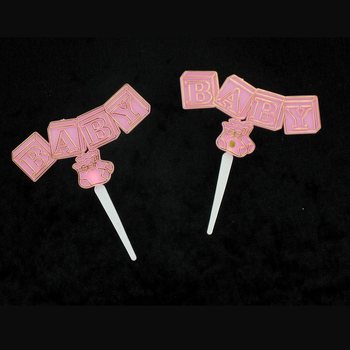 Topper para Cupcake de Nascimento - Cor-de-Rosa Beb&eacute; (12 unid.)