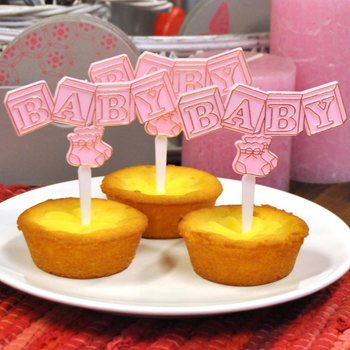 Topper para Cupcake de Nascimento - Cor-de-Rosa Bebé (12 unid.)