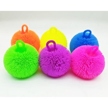 BOLA PUFFER COM CORES VIBRANTES - 8CM - EM EXPOSITOR (12 un.)