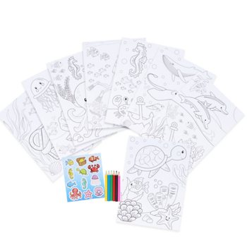 GRANDE CONJUNTO DE COLORIR - MODELO: SEA LIFE - 22x30x1 CM (12 un)