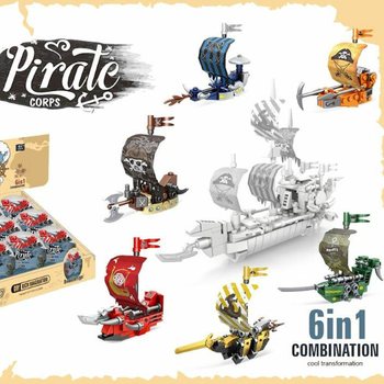 Blocos de Constru&ccedil;&atilde;o Navio Pirata em Bola Surpresa - Display (12 unid.)