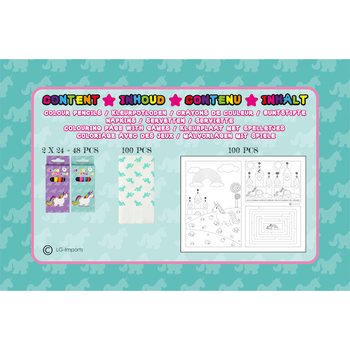CAIXA COMPLETA HORECA UNIC&Oacute;RNIO - 48x Conjuntos de L&aacute;pis + 100x Desenhos de Colorir + 100x Guardanapos (248 pcs.)