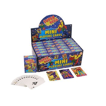 MINI CARTAS DE JOGAR – MODELO: SUPER-HERÓIS EM EXPOSITOR (24 un.)