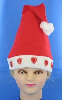 Gorro de Pai Natal com corações luminosos (12 un)