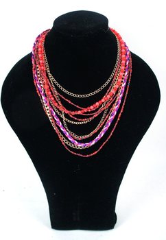 Colar Estilo Ibiza Vermelho/Roxo (1 un)
