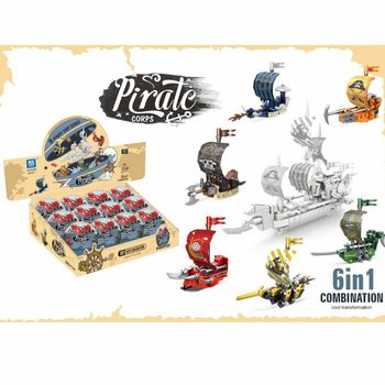 Blocos de Constru&ccedil;&atilde;o Navio Pirata em Bola Surpresa - Display (12 unid.)