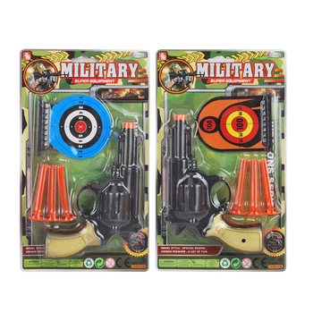 Conjunto de Pistola Militar com 3 Ventosas e Alvos (6 pe&ccedil;as)