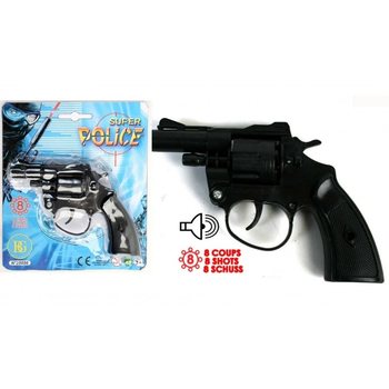 PISTOLA DE POLÍCIA DE FULMINANTES, 8 TIROS (24 unid.)