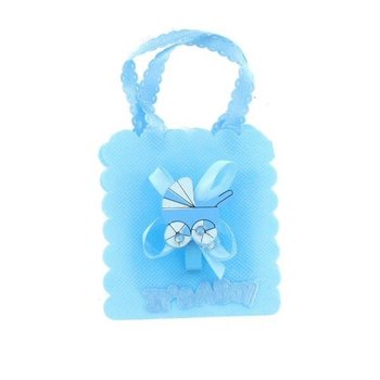 Saco de Oferta de Nascimento para Doces - Carrinho de Bebé Azul (12 unid.)