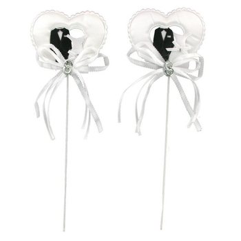 Topper para Bolo / Espeto Decorativo - Noivos sobre Coração (12 un.)
