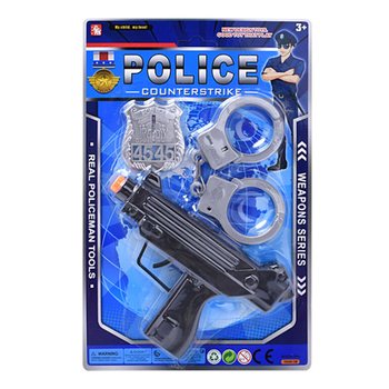 Set de Pol&iacute;cia de Brinquedo com Metralhadora, Algemas e Emblema (6 un.)