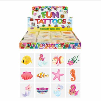 Tatuagens Divertidas - Sereia / Mermaid, Envelopes com 12 Tatuagens em Display (48 un.)