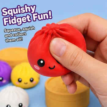RAGE - Squishy SUGAR EDITION Dumplings Bun GRANDE (8.5 x 8.5 x 4.8 cm) - Brinquedo Fidget Viral 2026 (12 un)