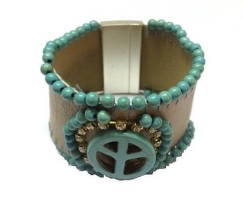 Pulseira Estilo Ibiza Taupe/Turquesa Peace (1 un)