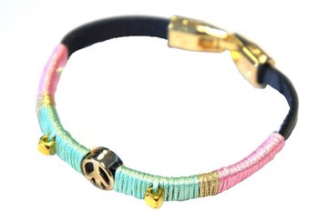 Pulseira Estilo Ibiza com Símbolo da Paz Rosa/Menta (1 un)