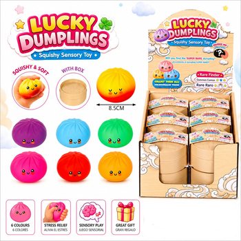 RAGE - LUCKY DUMPLINGS - Squishy Bun Dumplings GRANDE Dim. 8.5 x 8.5 x 4.8 Cm - EM DISPLAY (12 un.)