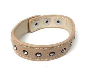 Pulseira Ibiza com Aspeto de Pele Creme e Strass (1 un)