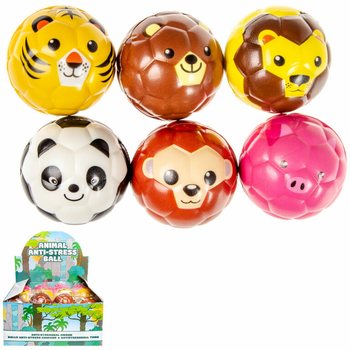 BOLAS DE ESPUMA CARAS DE ANIMAIS Ø 6.3 cm EM DISPLAY (24 un.)