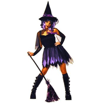 FATO DE BRUXA PRETO/ROXO PARA CRIANÇAS - TAMANHO 164