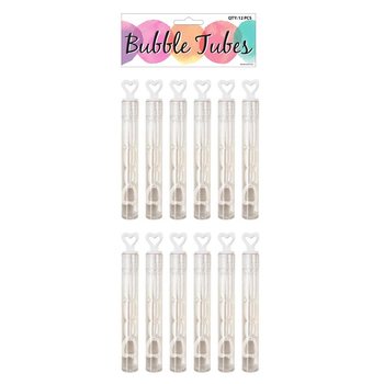 MINI TUBOS DE SOPRAR BOLHAS PARA CASAMENTO (1 Embalagem de 12 unid.)