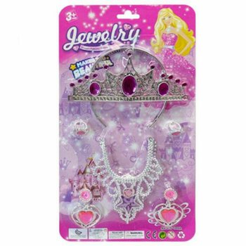 SET DE BELEZA DE PRINCESA COM TIARA, BRINCOS, COLAR E ANÉIS