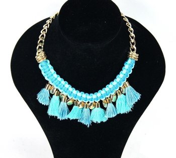 Colar de luxo estilo Ibiza com borlas azuis (1 un)