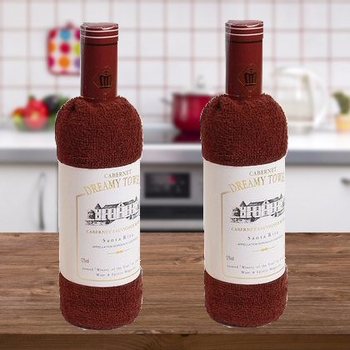 TOALHA EM FORMA DE GARRAFA DE VINHO (3 un.)