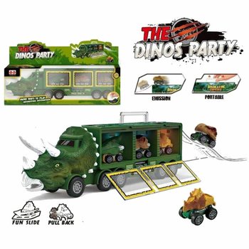 CAMIÃO DINOSSAURO COM 3x CARROS DINO - SET EM CAIXA DE PRESENTE