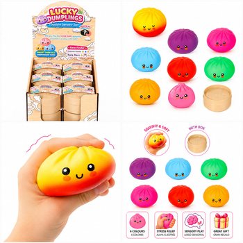 RAGE - LUCKY DUMPLINGS - Squishy Bun Dumplings GRANDE Dim. 8.5 x 8.5 x 4.8 Cm - EM DISPLAY (12 un.)