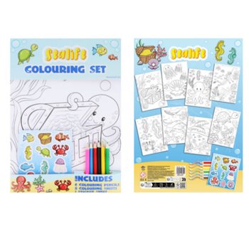 GRANDE CONJUNTO DE COLORIR - MODELO: SEA LIFE - 22x30x1 CM (12 un)